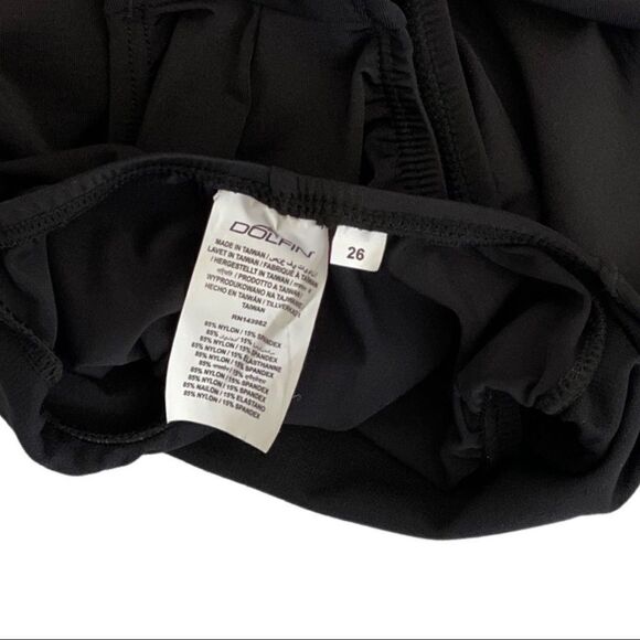 “Dolphin Ocean” Racing Solid Performance Back One Piece Swimsuit • Blk• 26 • NWT - Picture 9 of 13